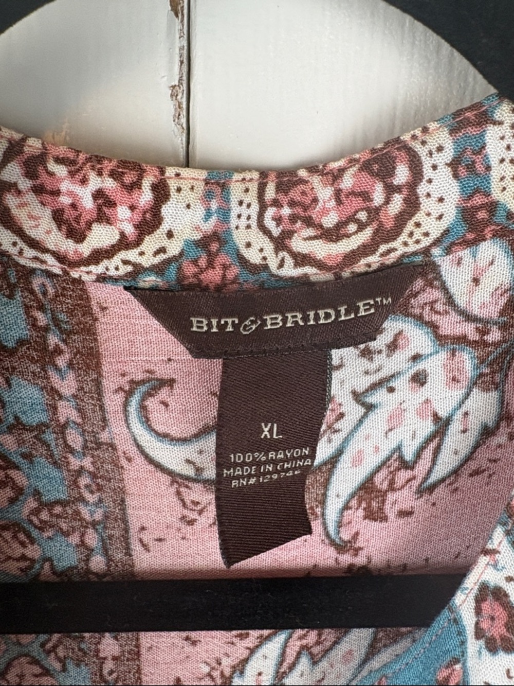 Bit &Bridle Boho Paisley Peplum Blouse XL Flowy Festival Top Pink Teal - Picture 2 of 8